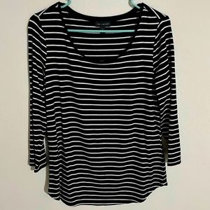 The Limited 3/4 Sleeve Striped Top Size S - Black/White